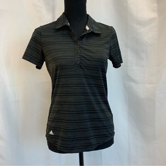 ADIDAS black white microdot short sleeve golf polo shirt Sz XS NWT - Picture 2 of 10
